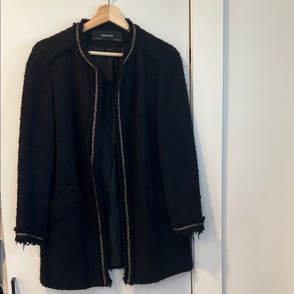 Zara Black Textured Women's Blazer
